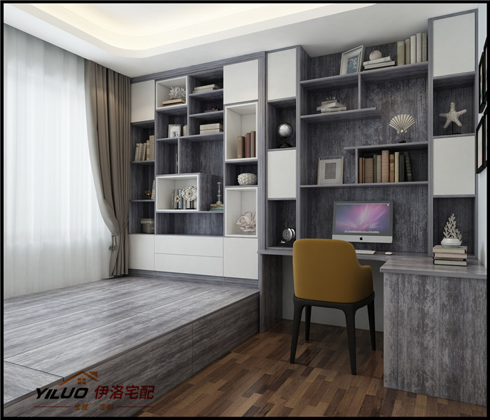 隔断柜床头书柜+写字台