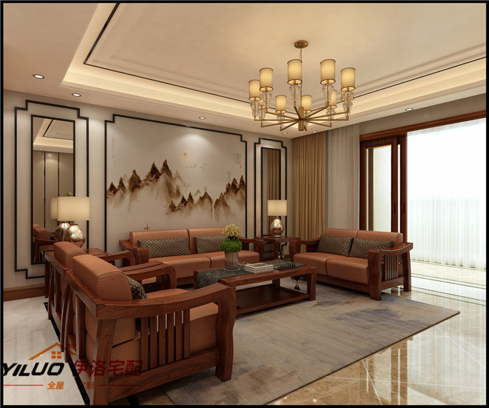 木饰面 客厅新中式2